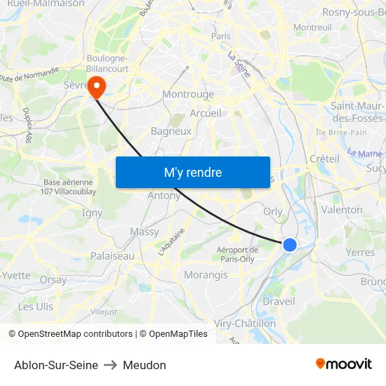 Ablon-Sur-Seine to Meudon map