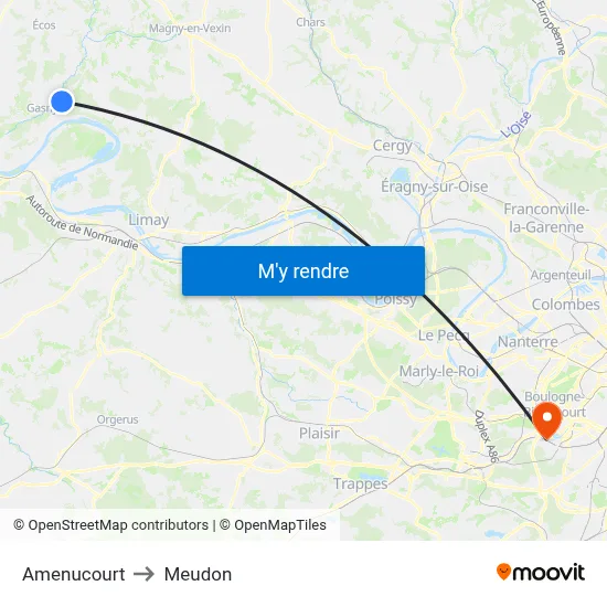 Amenucourt to Meudon map