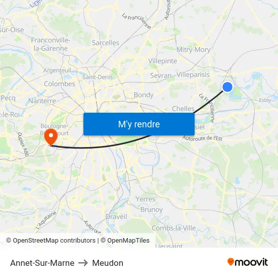 Annet-Sur-Marne to Meudon map