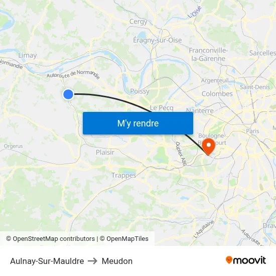 Aulnay-Sur-Mauldre to Meudon map