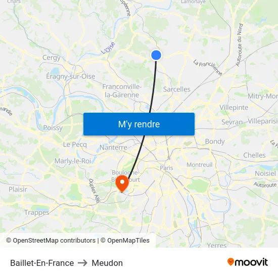 Baillet-En-France to Meudon map