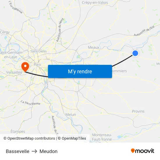 Bassevelle to Meudon map