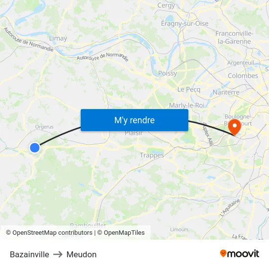 Bazainville to Meudon map