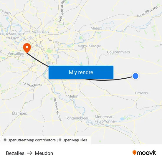 Bezalles to Meudon map