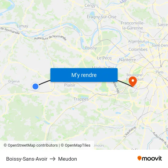 Boissy-Sans-Avoir to Meudon map