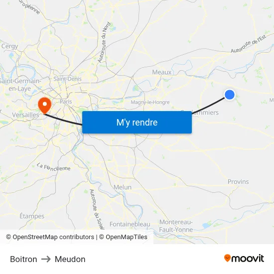 Boitron to Meudon map