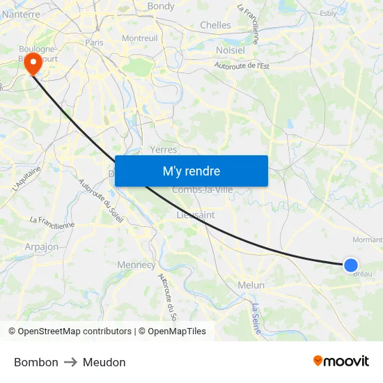 Bombon to Meudon map