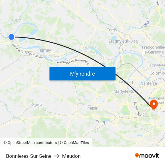 Bonnieres-Sur-Seine to Meudon map