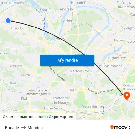 Bouafle to Meudon map