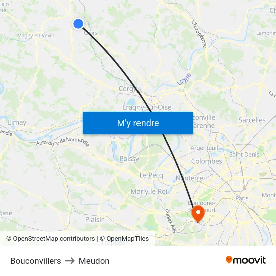Bouconvillers to Meudon map
