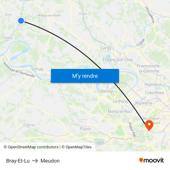 Bray-Et-Lu to Meudon map