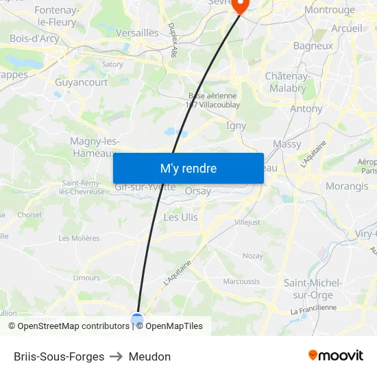 Briis-Sous-Forges to Meudon map