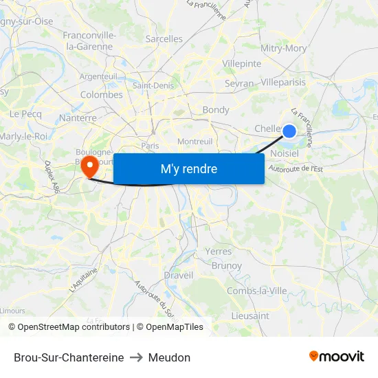 Brou-Sur-Chantereine to Meudon map