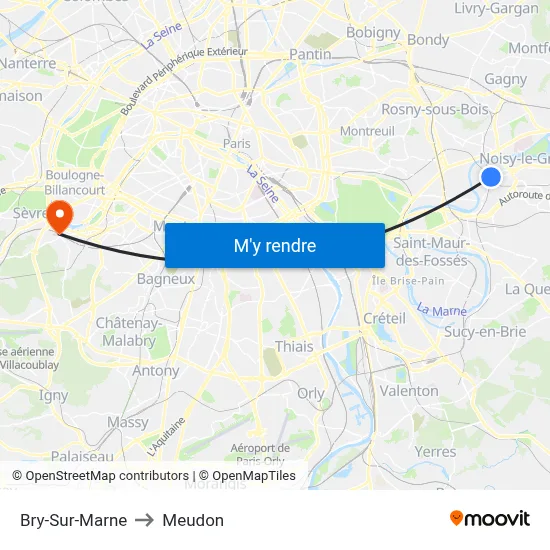 Bry-Sur-Marne to Meudon map