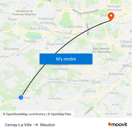 Cernay-La-Ville to Meudon map