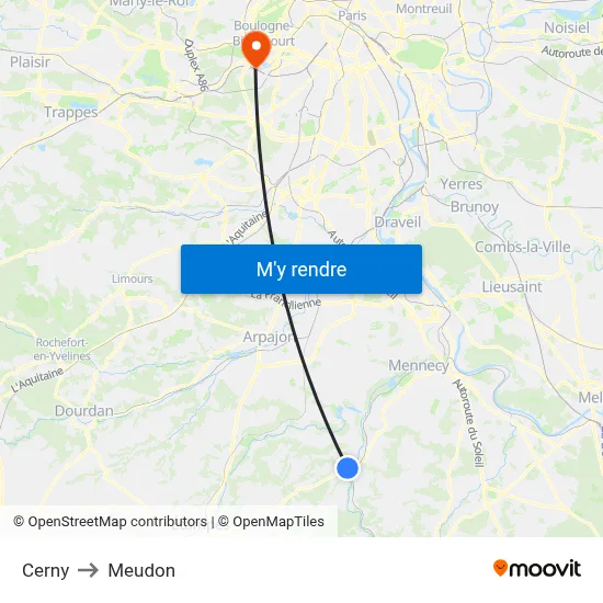 Cerny to Meudon map
