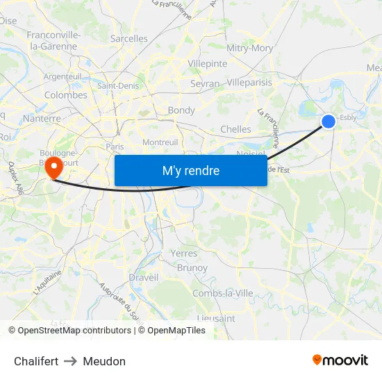 Chalifert to Meudon map