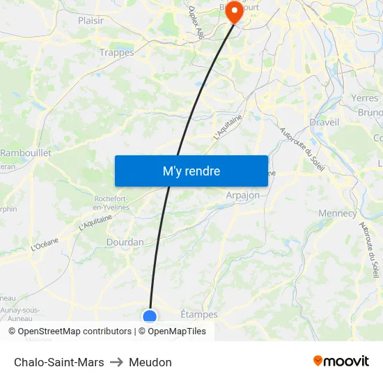 Chalo-Saint-Mars to Meudon map