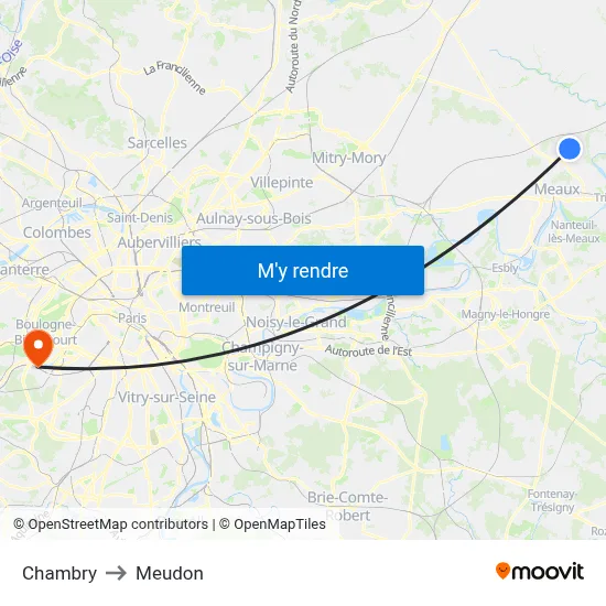 Chambry to Meudon map