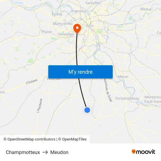 Champmotteux to Meudon map