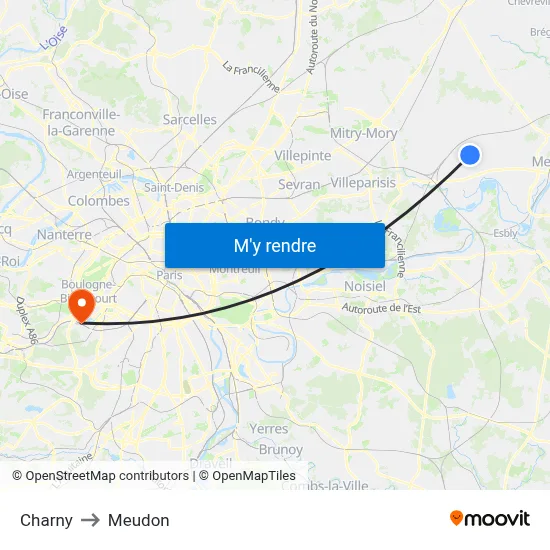 Charny to Meudon map