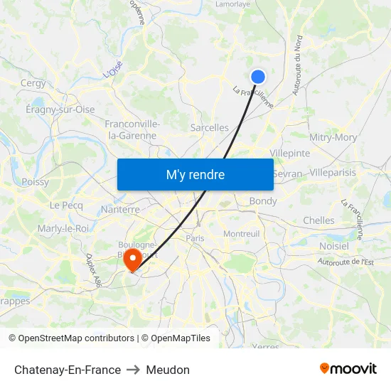 Chatenay-En-France to Meudon map