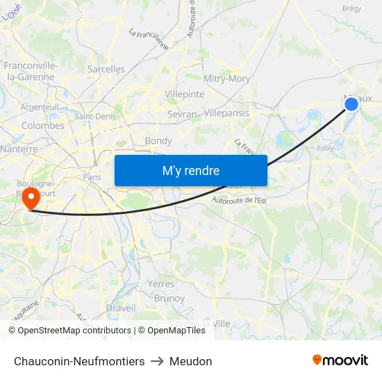 Chauconin-Neufmontiers to Meudon map