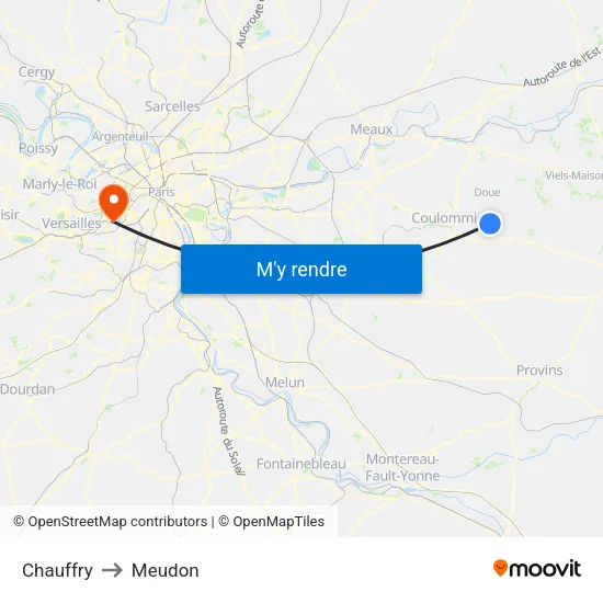 Chauffry to Meudon map