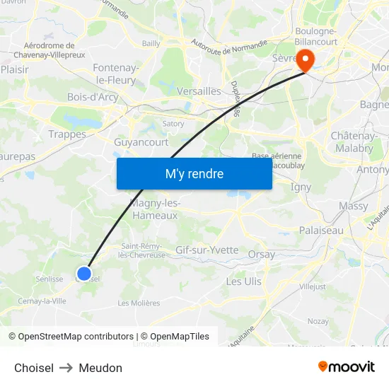 Choisel to Meudon map