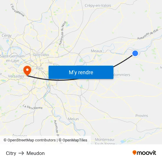 Citry to Meudon map