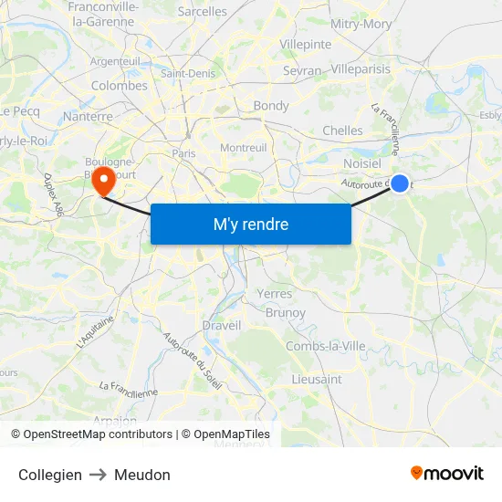 Collegien to Meudon map