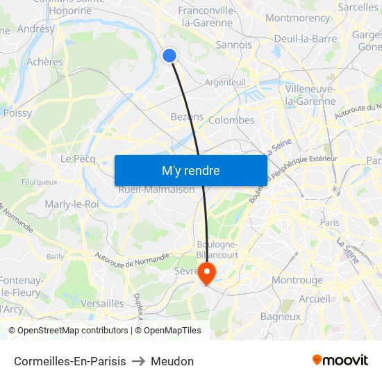 Cormeilles-En-Parisis to Meudon map