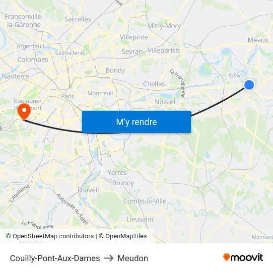 Couilly-Pont-Aux-Dames to Meudon map