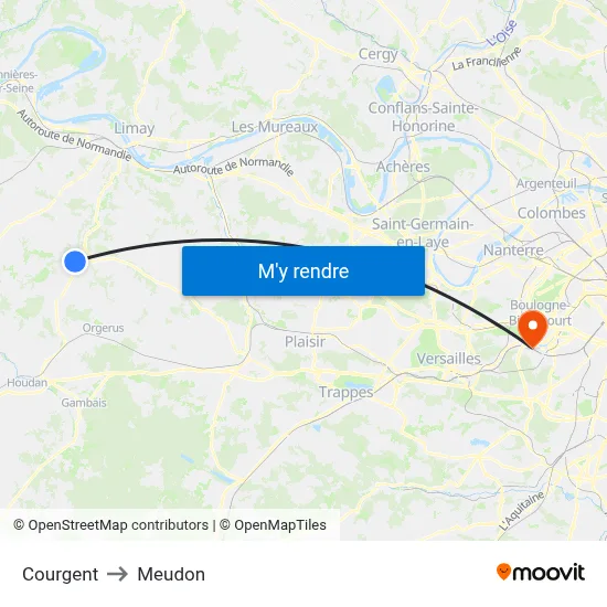 Courgent to Meudon map