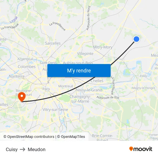 Cuisy to Meudon map