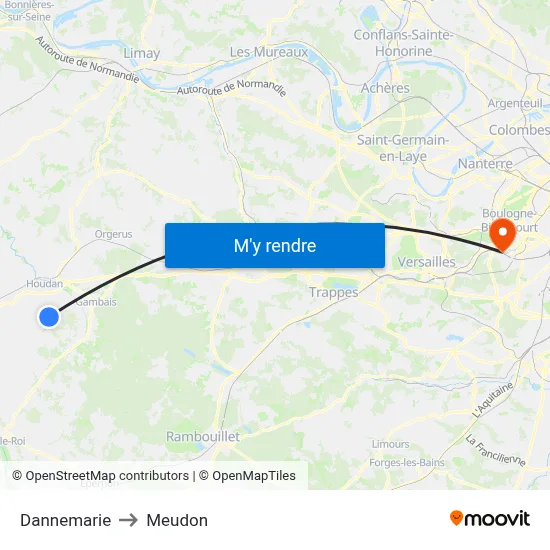 Dannemarie to Meudon map