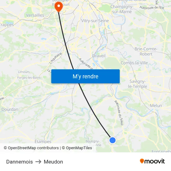Dannemois to Meudon map