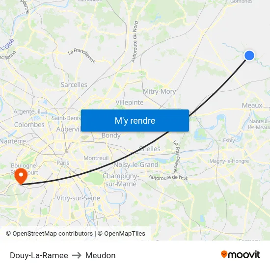 Douy-La-Ramee to Meudon map