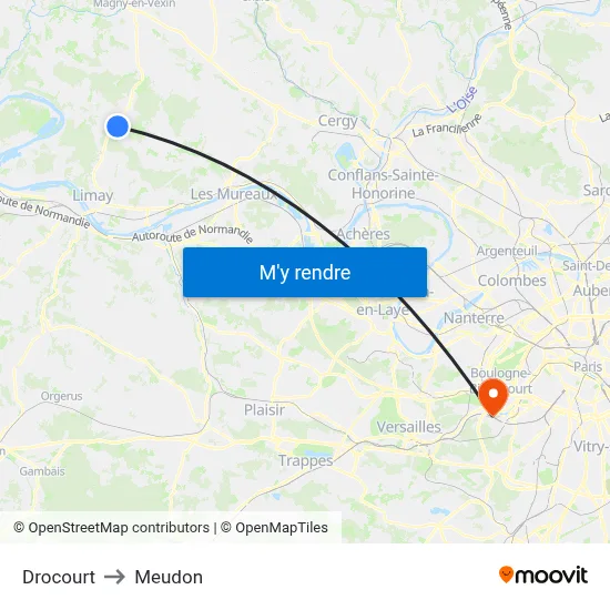 Drocourt to Meudon map