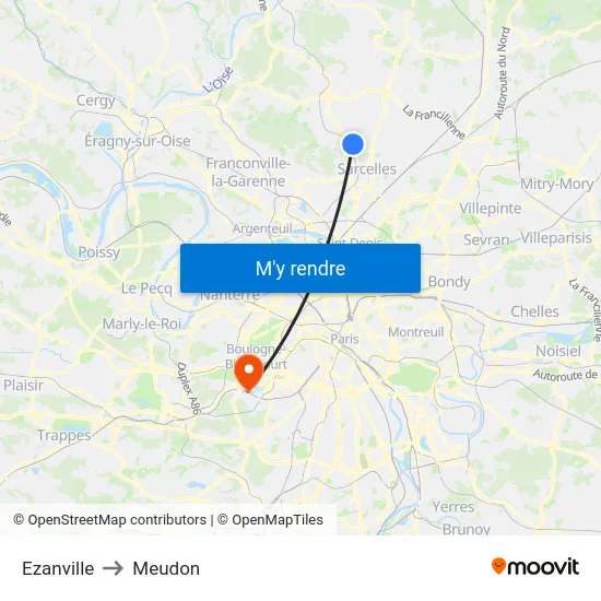 Ezanville to Meudon map
