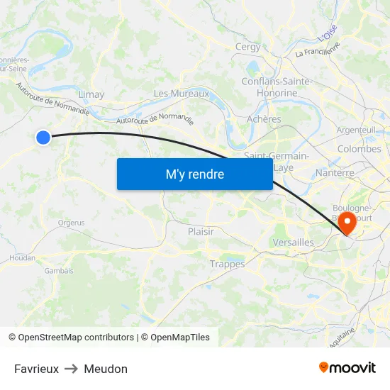 Favrieux to Meudon map