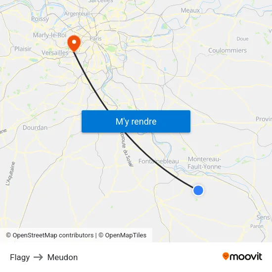 Flagy to Meudon map