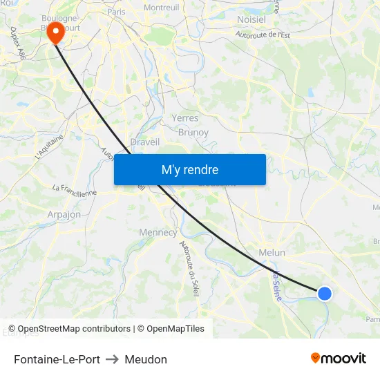 Fontaine-Le-Port to Meudon map