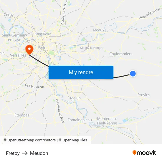 Fretoy to Meudon map
