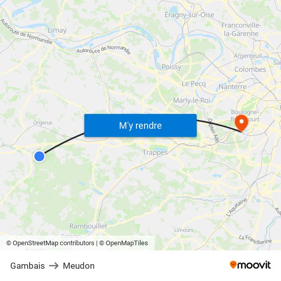 Gambais to Meudon map