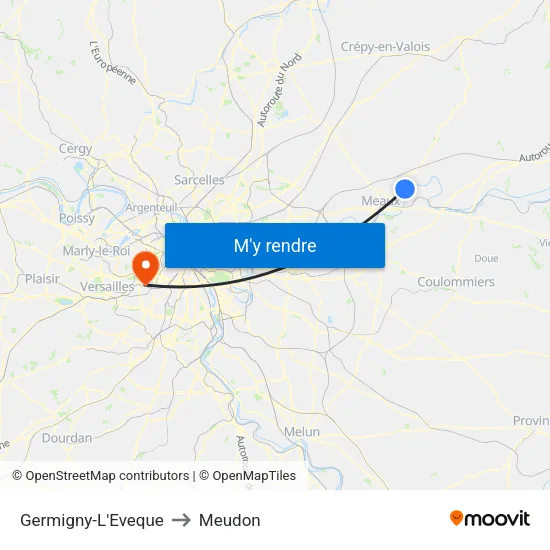 Germigny-L'Eveque to Meudon map