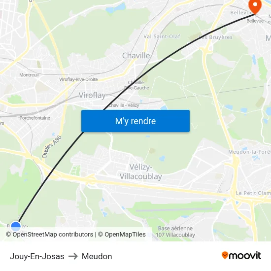 Jouy-En-Josas to Meudon map