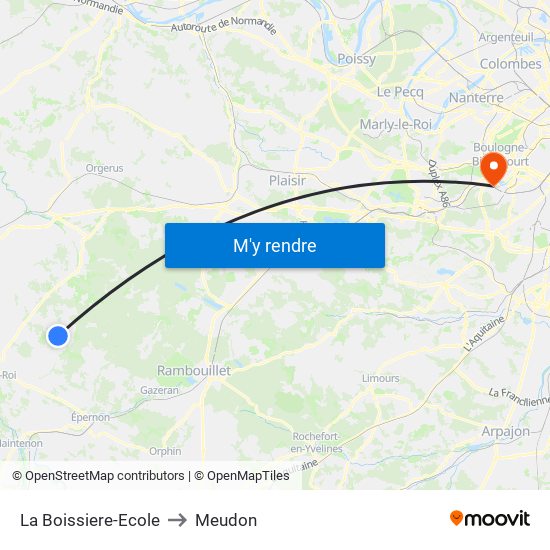 La Boissiere-Ecole to Meudon map