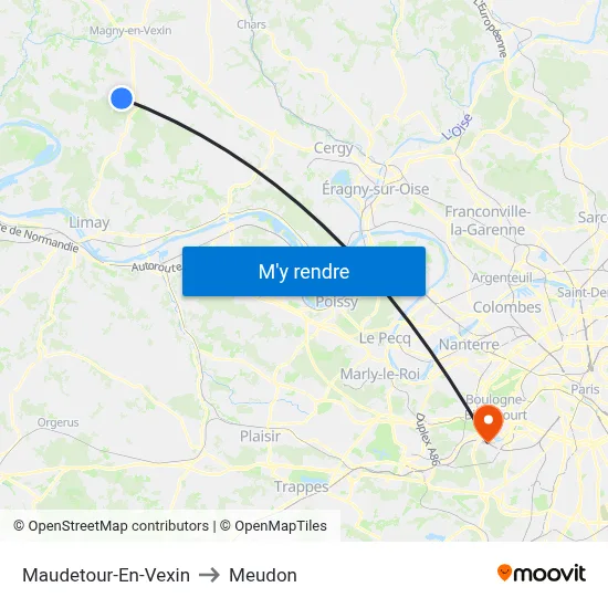 Maudetour-En-Vexin to Meudon map