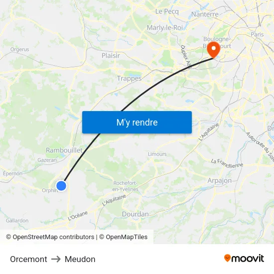 Orcemont to Meudon map
